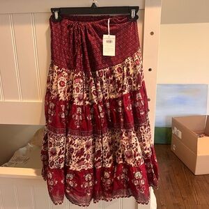 Floral Red Bohemian Skirt